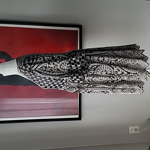 Anthropologie Akemi + Kin Brooke Eyelet Swing Dress Size 2 Color Black/Tan - Picture 8 of 14